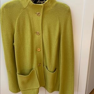 St. John lime green jacket stand up collar. EUC. S